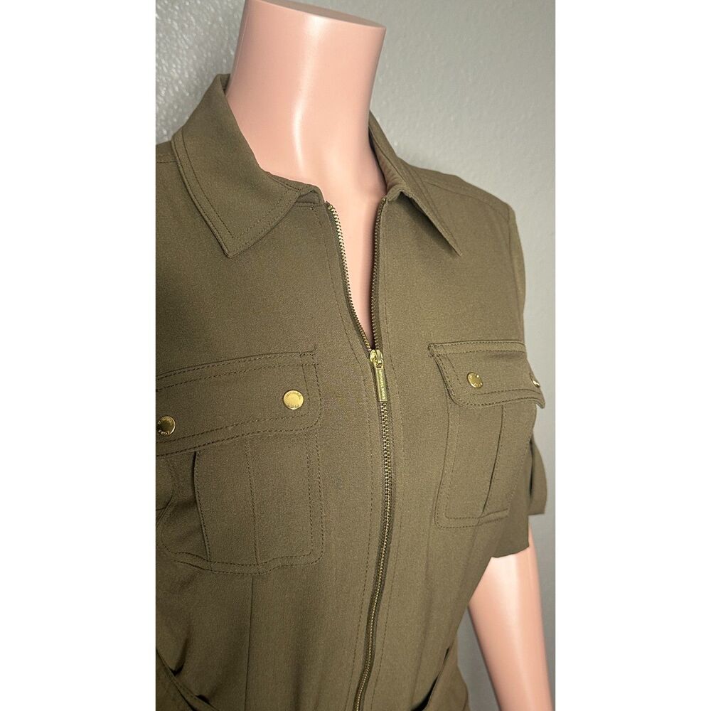 MICHAEL KORS GREEN BELTED UTILITY DRESS - Picture 3 of 5